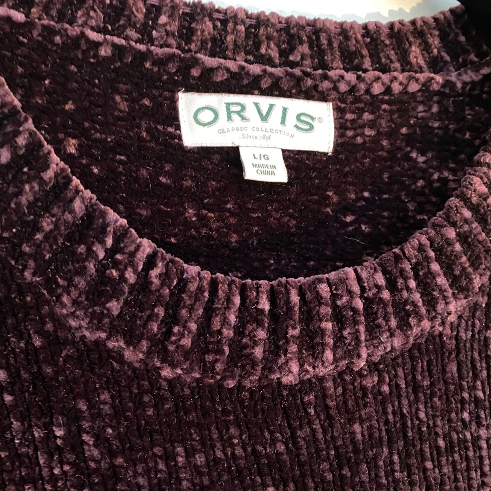 ORVIS Deep Purple Chenille Sweater Large - Picture 5 of 7